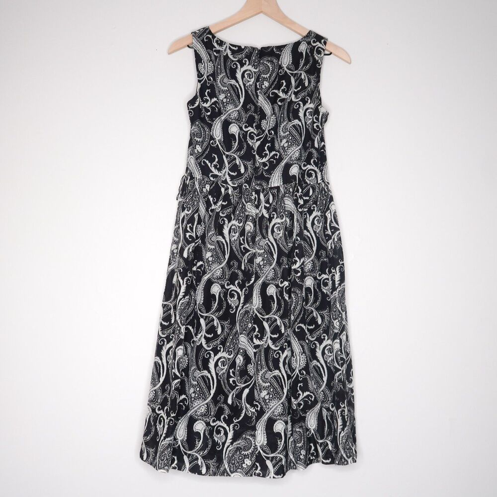 Talbots Womens Sheath Dress 4 Black White Paisley Silk Cotton Sheer Event Brunch - Picture 2 of 10